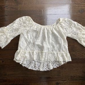 white lace off the shoulder top